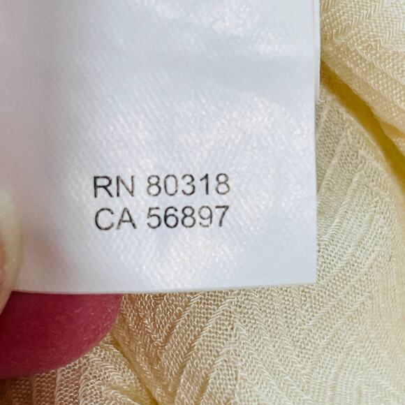 LUCKY BRAND Cream Open Weave Knit Front Blouse Back Long Sleeve Top S - Picture 9 of 11